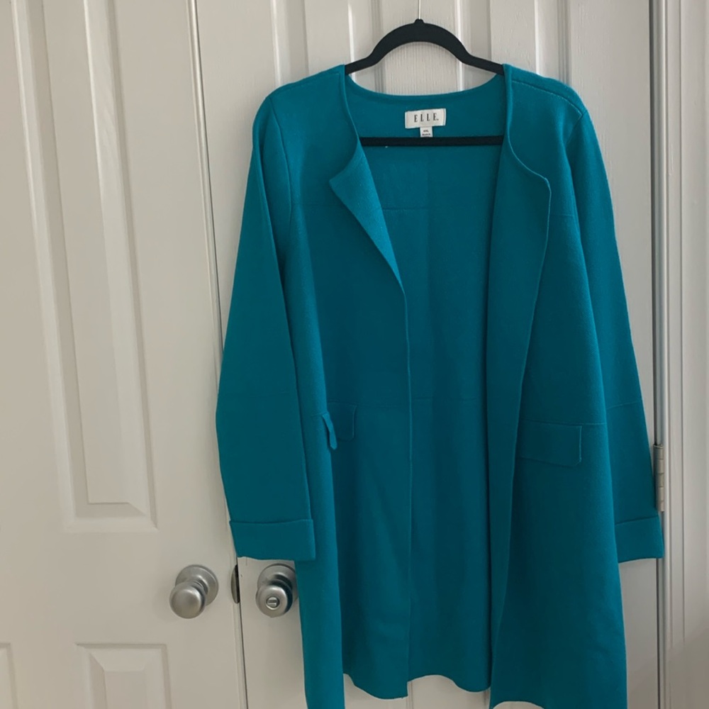 Elle size XXL sweater cardigan blazer, turquoise